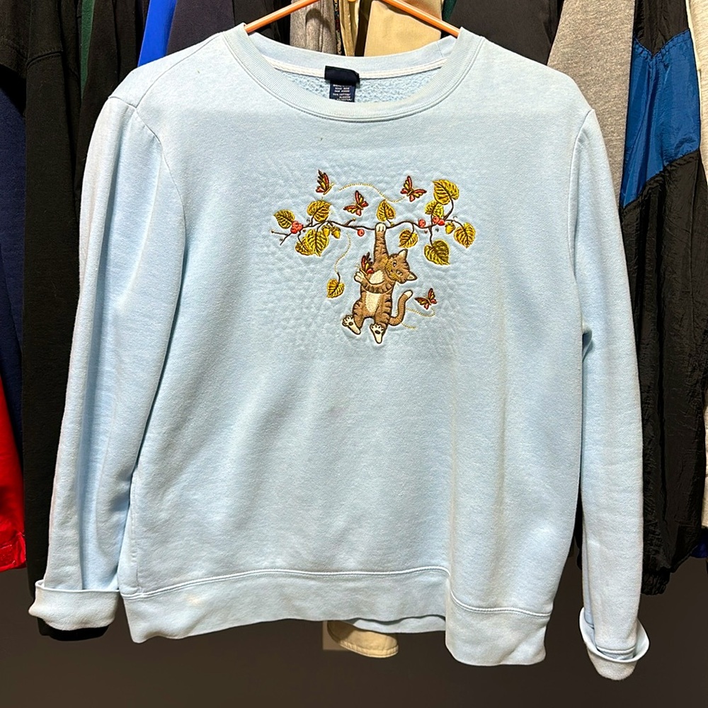 Vintage Basic Editions Cat Crewneck Sweatshirt - image 2